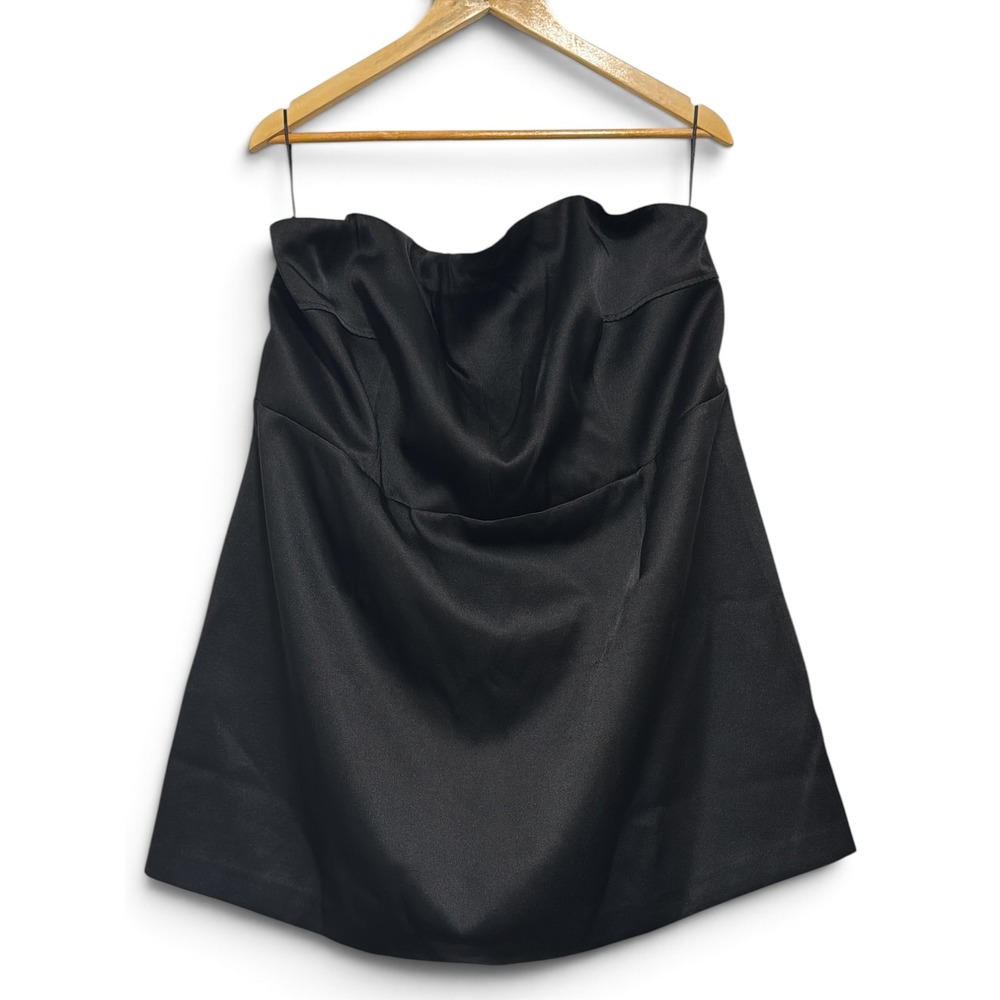 H&M Black Satin Strapless Mini Dress Plus Size XXL NWT Cocktail Party